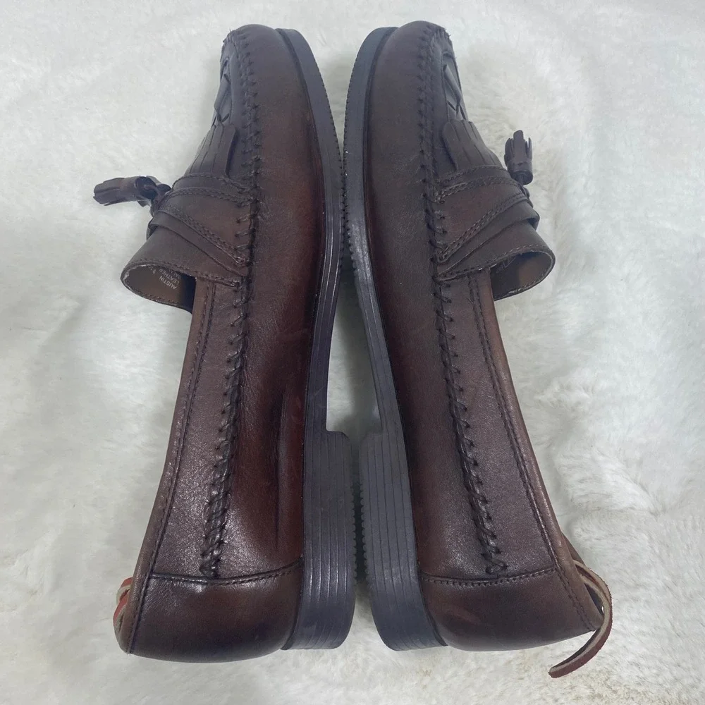 Giorgio‎ Brutini Mens 9.5 Brown Leather Woven Tassel Loafers Dress Shoes Preppy